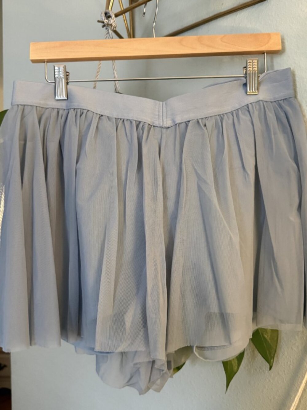 Popflex Tulle Skort Dusty Blue Mesh Overlay Built-In Shorts Athletic XL